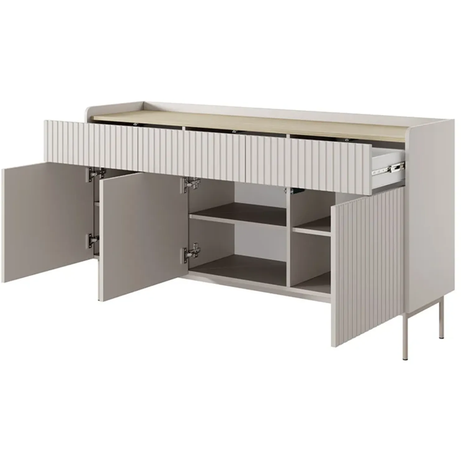 Garnero Arredamenti Madia 153x82h cm 3 ante 3 cassetti beige cannettato rovere Fioca Online