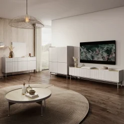 Garnero Arredamenti Madia 153x82h cm 3 ante 3 cassetti beige cannettato rovere Fioca Online