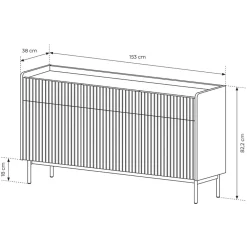 Garnero Arredamenti Madia 153x82h cm 3 ante 3 cassetti beige cannettato rovere Fioca Online