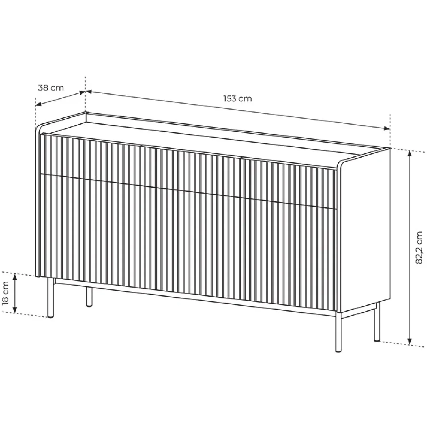 Garnero Arredamenti Madia 153x82h cm 3 ante 3 cassetti beige cannettato rovere Fioca Online