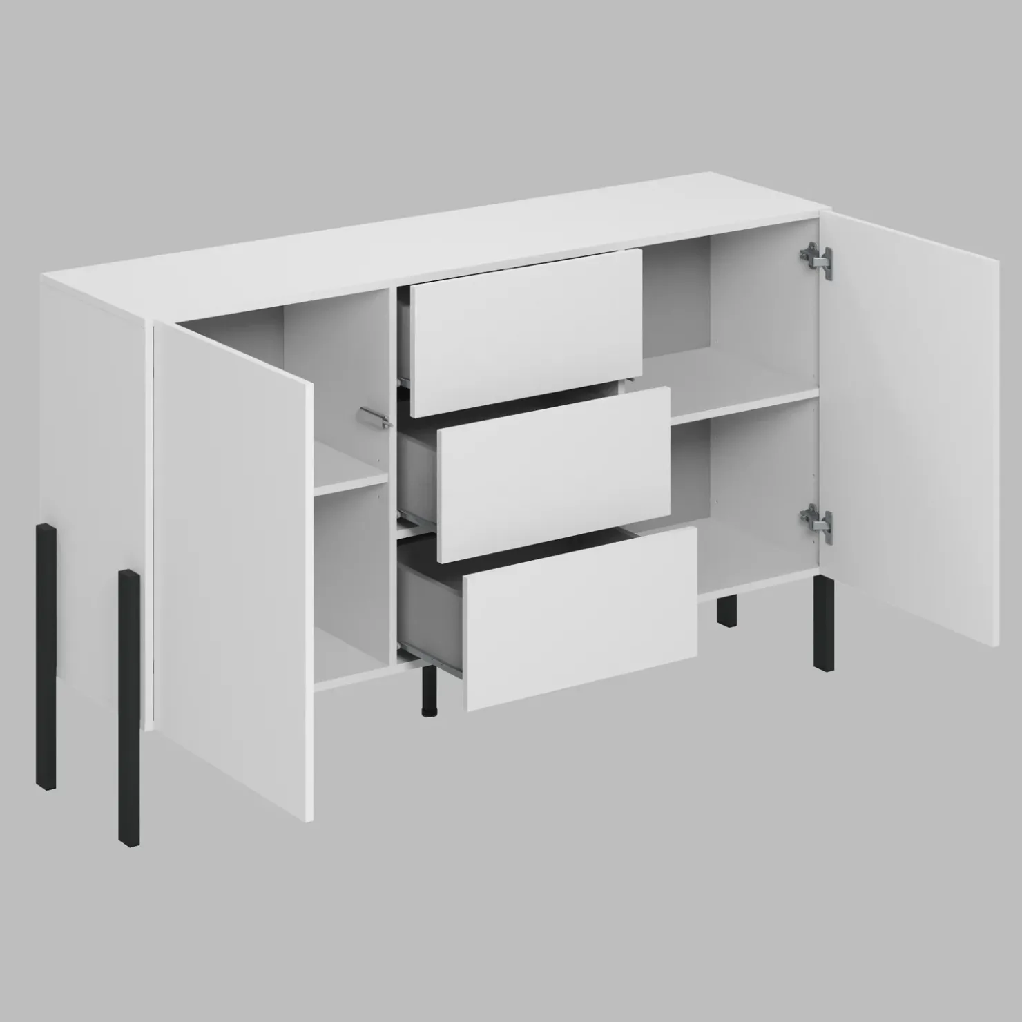 Garnero Arredamenti Madia 150x90h cm 2 ante 3 cassetti moderna bianco Simple Bianco Opaco Best