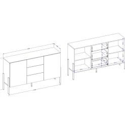 Garnero Arredamenti Madia 150x90h cm 2 ante 3 cassetti moderna bianco Simple Bianco Opaco Best