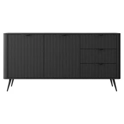 Garnero Arredamenti Madia 163x81h cm 2 ante 3 cassetti cannettato Ramis Nero Opaco Discount