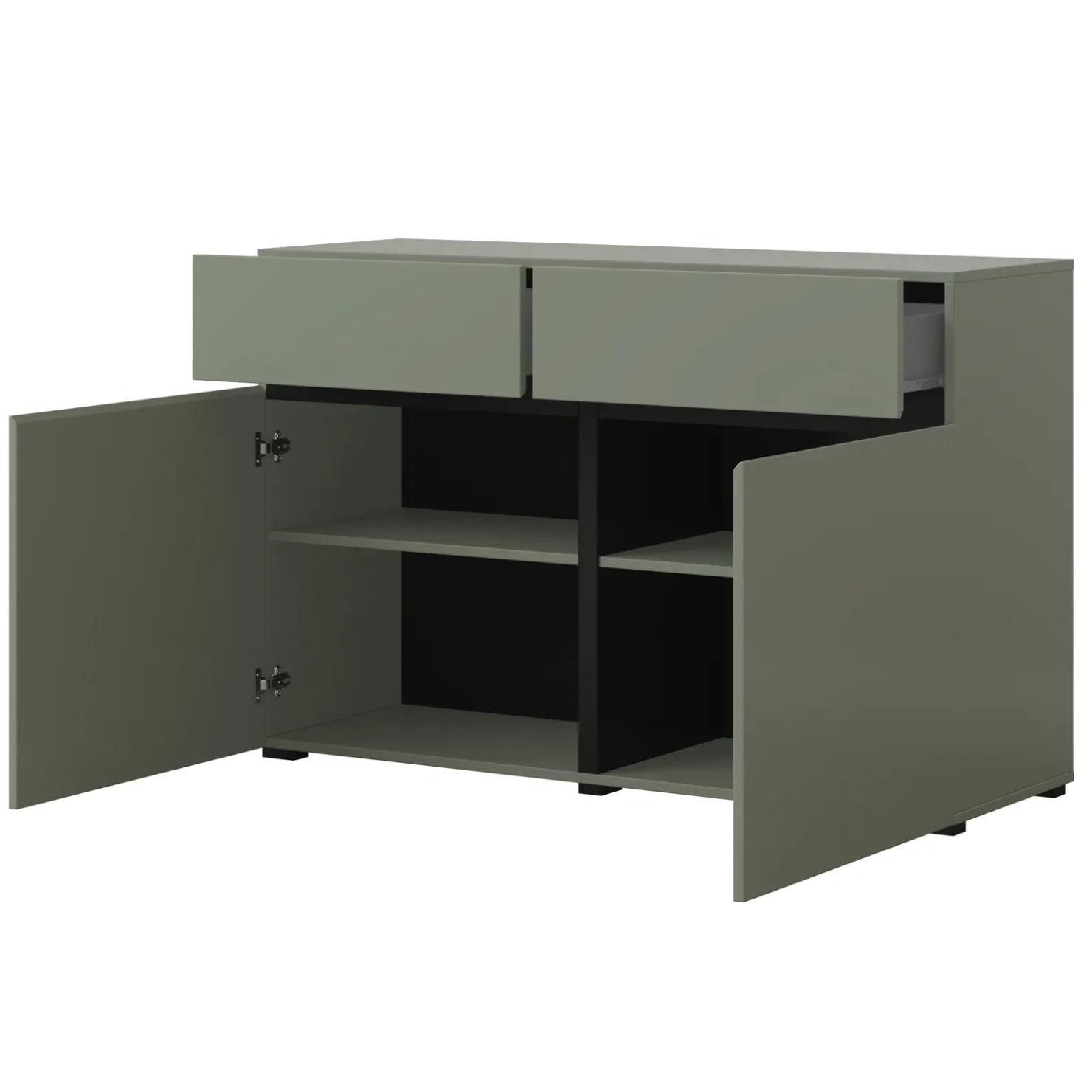 Garnero Arredamenti Madia 120x78h cm 2 ante 2 cassetti moderna verde nero Lolla Verde Salvia Discount