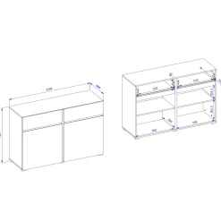 Garnero Arredamenti Madia 120x78h cm 2 ante 2 cassetti moderna verde nero Lolla Verde Salvia Discount