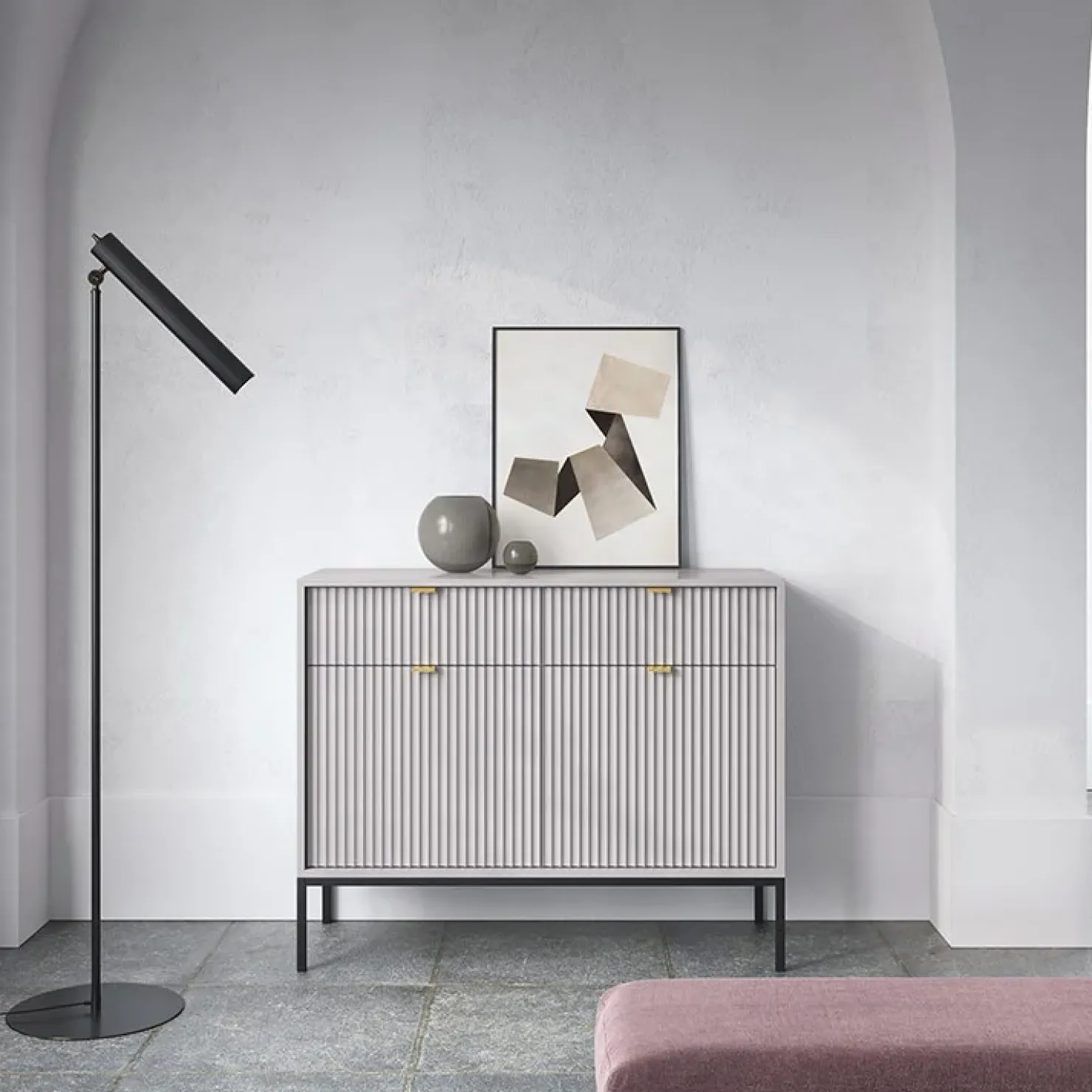 Garnero Arredamenti Madia 104x83h cm 2 ante 2 cassetti moderna Alisa Grigio Outlet