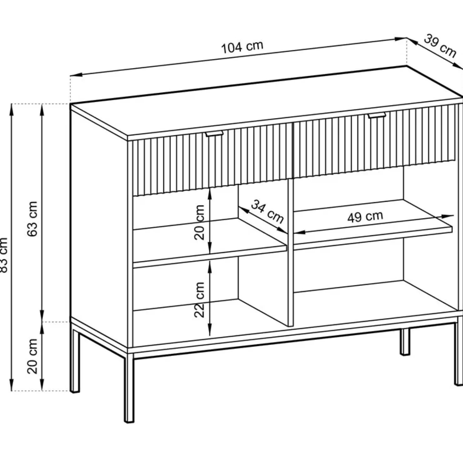 Garnero Arredamenti Madia 104x83h cm 2 ante 2 cassetti moderna Alisa Grigio Outlet
