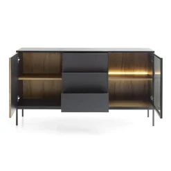 Garnero Arredamenti Madia 153x83h cm 2 ante 3 cassetti moderna nero rovere antico cannettato Bali Outlet