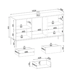 Garnero Arredamenti Madia 153x83h cm 2 ante 3 cassetti moderna nero rovere antico cannettato Bali Outlet