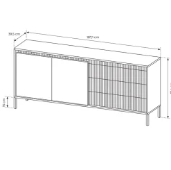 Garnero Arredamenti Madia 187x82h cm 2 ante 3 cassetti   cannettato Ciar Beige Clearance
