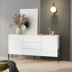 Garnero Arredamenti Madia 180x90h cm 2 ante 3 cassetti moderna bianco Simple Bianco Opaco