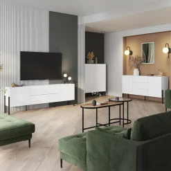 Garnero Arredamenti Madia 180x90h cm 2 ante 3 cassetti moderna bianco Simple Bianco Opaco