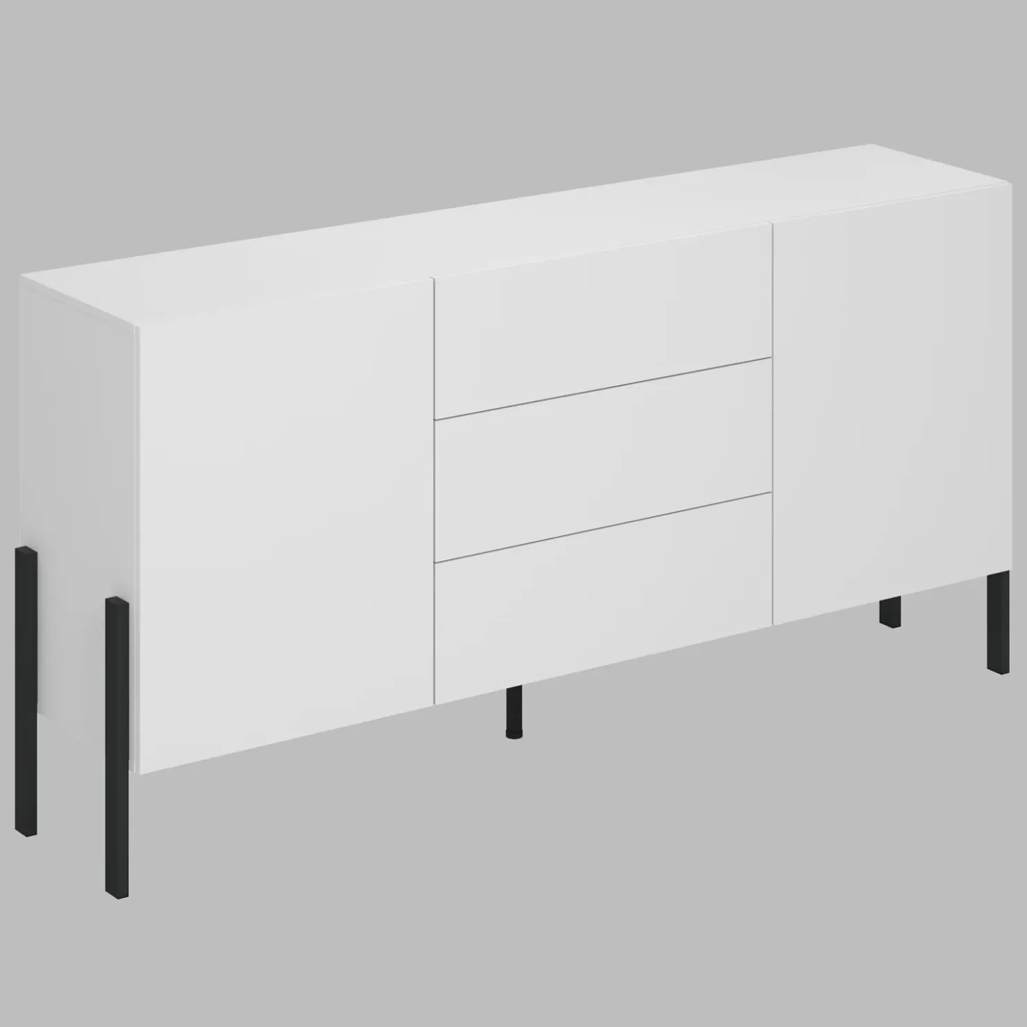 Garnero Arredamenti Madia 180x90h cm 2 ante 3 cassetti moderna bianco Simple Bianco Opaco