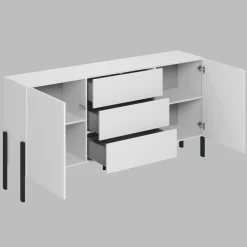 Garnero Arredamenti Madia 180x90h cm 2 ante 3 cassetti moderna bianco Simple Bianco Opaco