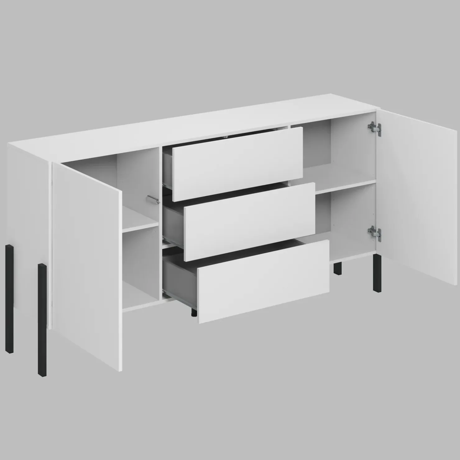 Garnero Arredamenti Madia 180x90h cm 2 ante 3 cassetti moderna bianco Simple Bianco Opaco