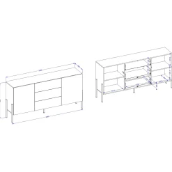 Garnero Arredamenti Madia 180x90h cm 2 ante 3 cassetti moderna bianco Simple Bianco Opaco
