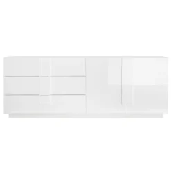 Garnero Arredamenti Madia 241x90h cm 2 ante 3 cassetti moderna bianco laccato lucido Alvarez Bianco Lucido Outlet