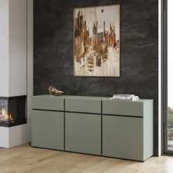 Garnero Arredamenti Madia 180x78h cm 3 ante 3 cassetti moderna verde nero Lolla Verde Salvia Hot