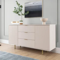 Garnero Arredamenti Madia 150x80h cm 2 ante 3 cassetti cannettato moderna beige Vanessa Outlet