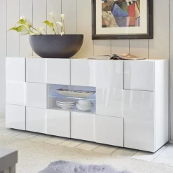 Garnero Arredamenti Madia 181x84h cm 2 ante 2 cassetti moderna Obsession Bianco Lucido New