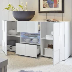 Garnero Arredamenti Madia 181x84h cm 2 ante 2 cassetti moderna Obsession Bianco Lucido New