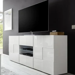 Garnero Arredamenti Madia 181x84h cm 2 ante 2 cassetti moderna Obsession Bianco Lucido New