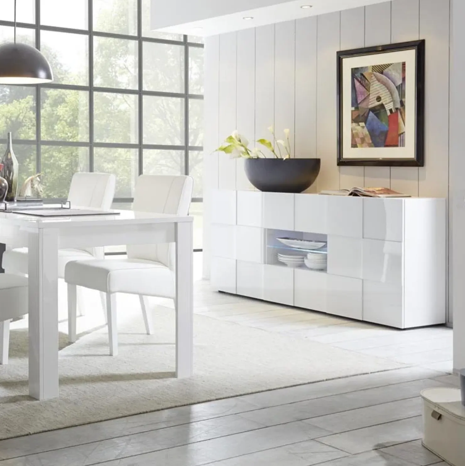 Garnero Arredamenti Madia 181x84h cm 2 ante 2 cassetti moderna Obsession Bianco Lucido New