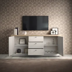 Garnero Arredamenti Madia 211x88h cm 2 ante 3 cassetti rovere bianco frassinato Armonia Sale