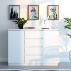 Garnero Arredamenti Madia 120x97h cm 2 ante 4 cassetti moderna bianco Velsen Outlet