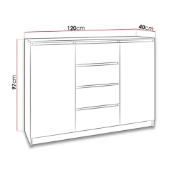 Garnero Arredamenti Madia 120x97h cm 2 ante 4 cassetti moderna bianco Velsen Outlet