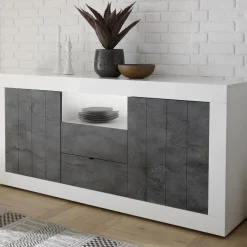 Garnero Arredamenti Madia 184x86h cm 2 ante 2 cassetti bianco lucido ossido Florena Ossido - Bianco Lucido Clearance