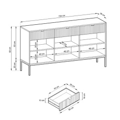 Garnero Arredamenti Madia 154x83h cm 3 ante 3 cassetti moderna Alisa Beige New