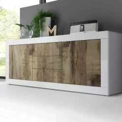 Garnero Arredamenti Madia 210x86h cm 2 ante 3 cassetti moderna bianco lucido pero Eternity Rovere - Bianco Lucido Online