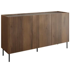 Garnero Arredamenti Madia 144x78h cm 3 ante 3 ripiani piano effetto marmo nero noce Caliva