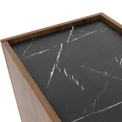 Garnero Arredamenti Madia 144x78h cm 3 ante 3 ripiani piano effetto marmo nero noce Caliva