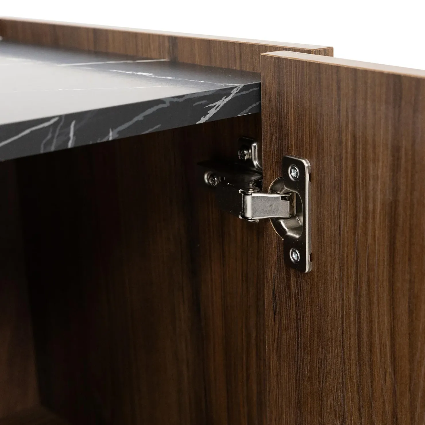 Garnero Arredamenti Madia 144x78h cm 3 ante 3 ripiani piano effetto marmo nero noce Caliva