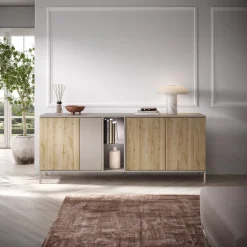 Garnero Arredamenti Madia 210x86h cm 4 ante 2 vani rovere chiaro beige Tony Discount