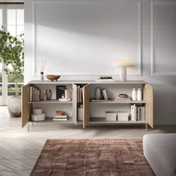 Garnero Arredamenti Madia 210x86h cm 4 ante 2 vani rovere chiaro beige Tony Discount