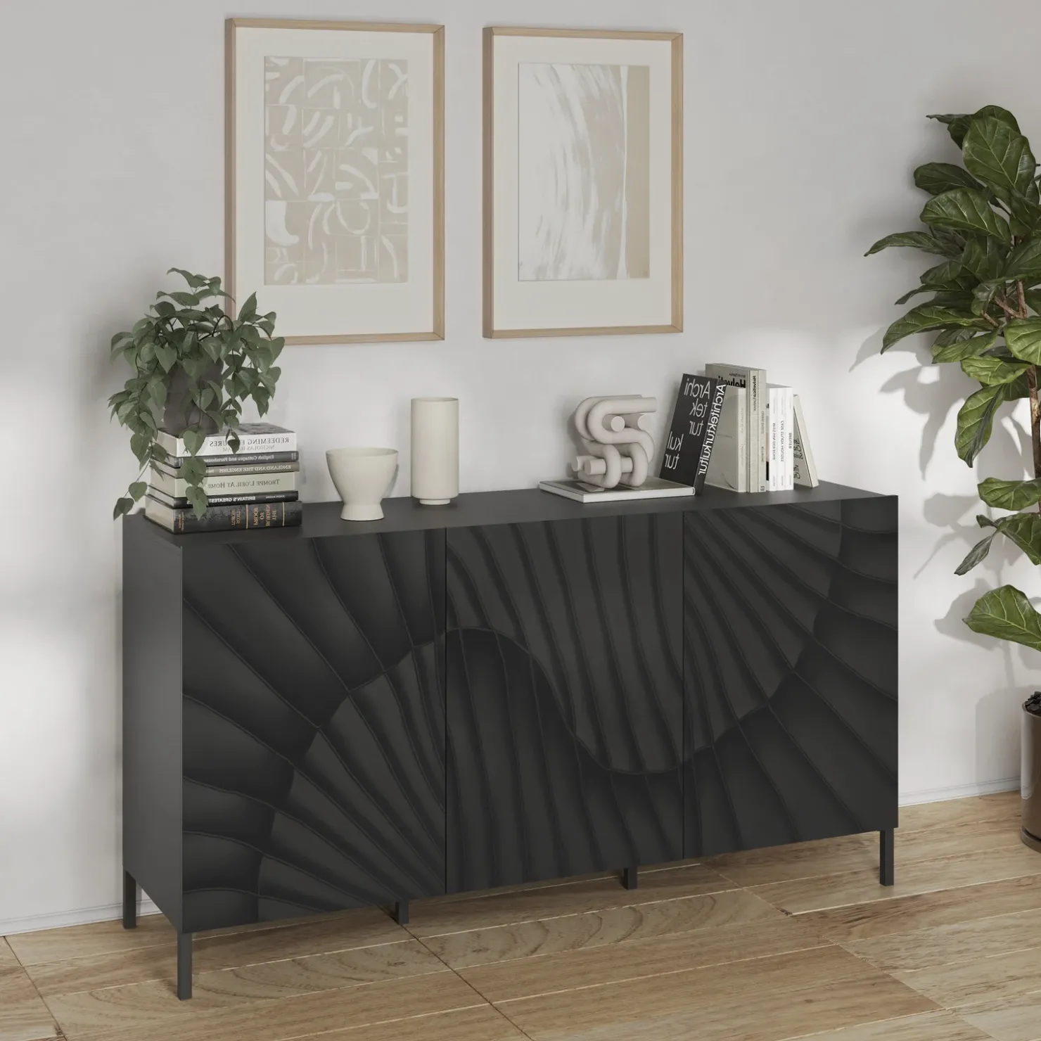 Garnero Arredamenti Madia 181x95h cm 3 ante antracite frontali serigrafati Seira Hot