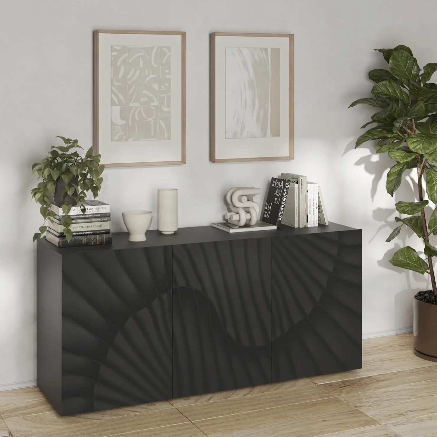 Garnero Arredamenti Madia 181x95h cm 3 ante antracite frontali serigrafati Seira Hot