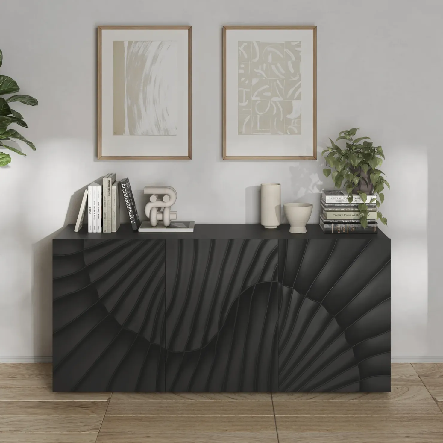 Garnero Arredamenti Madia 181x95h cm 3 ante antracite frontali serigrafati Seira Hot