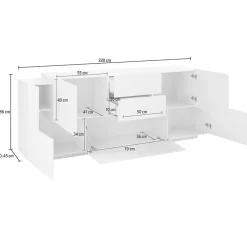 Garnero Arredamenti Madia 220x86h cm 2 ante bianco laccato Alabastro Clearance