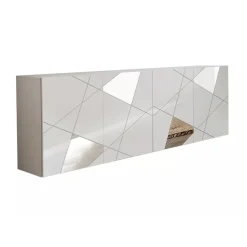 Garnero Arredamenti Madia 241x84h cm 4 ante con specchio e serigrafia Olimpo Bianco Lucido Discount