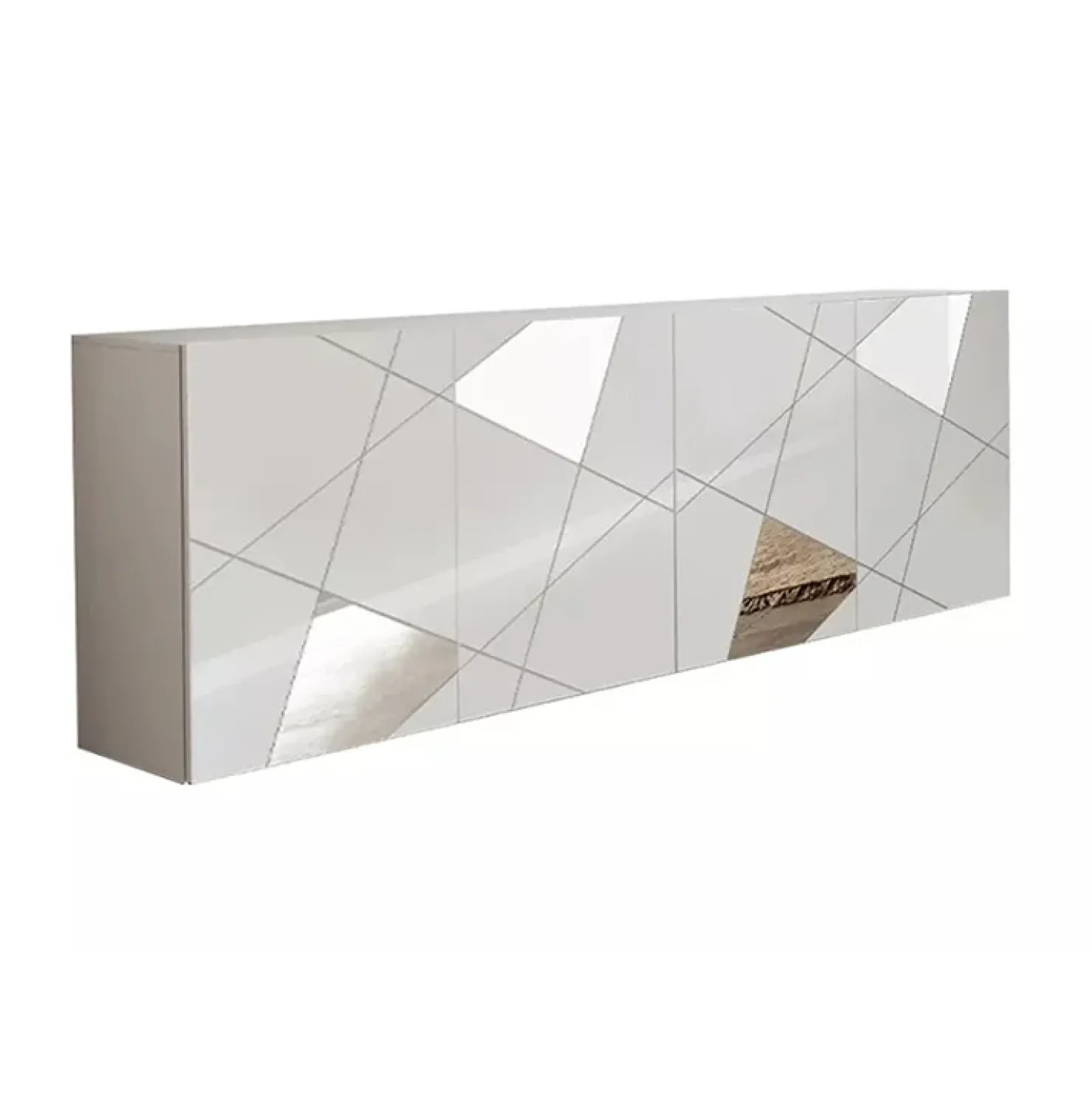 Garnero Arredamenti Madia 241x84h cm 4 ante con specchio e serigrafia Olimpo Bianco Lucido Discount