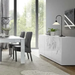 Garnero Arredamenti Madia 181x84h cm 3 ante laccato con serigrafia Marvis Bianco Lucido Clearance