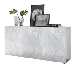 Garnero Arredamenti Madia 181x84h cm 3 ante laccato con serigrafia Marvis Bianco Lucido Clearance