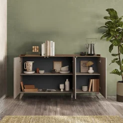 Garnero Arredamenti Madia 181x99h cm 3 ante bronzo rovere scuro Jonson Tortora - Noce