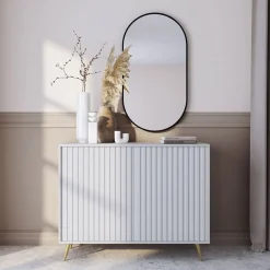 Garnero Arredamenti Madia 104x78h cm 2 ante cannettate moderna bianco Celestia Bianco Opaco Discount