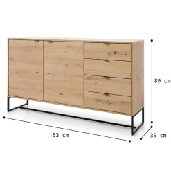 Garnero Arredamenti Madia 153x89h cm 2 ante con cassetti moderna soggiorno noce Erin Best