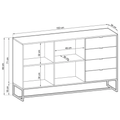 Garnero Arredamenti Madia 153x89h cm 2 ante con cassetti moderna soggiorno noce Erin Best
